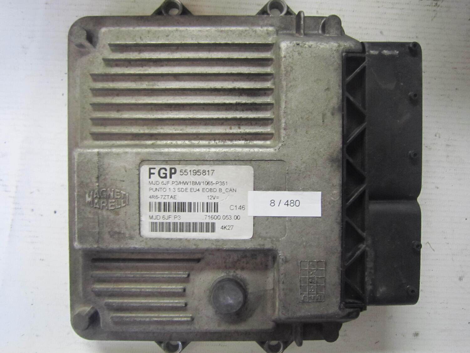 8-480 Centralina Motore Magneti Marelli 55195817 MJD 6JF.P3 MJD6JFP3 71600.053.00 HW1BM/1065-P351 ALFA ROMEO / FIAT / LANCIA Diesel PUNTO 1.3
