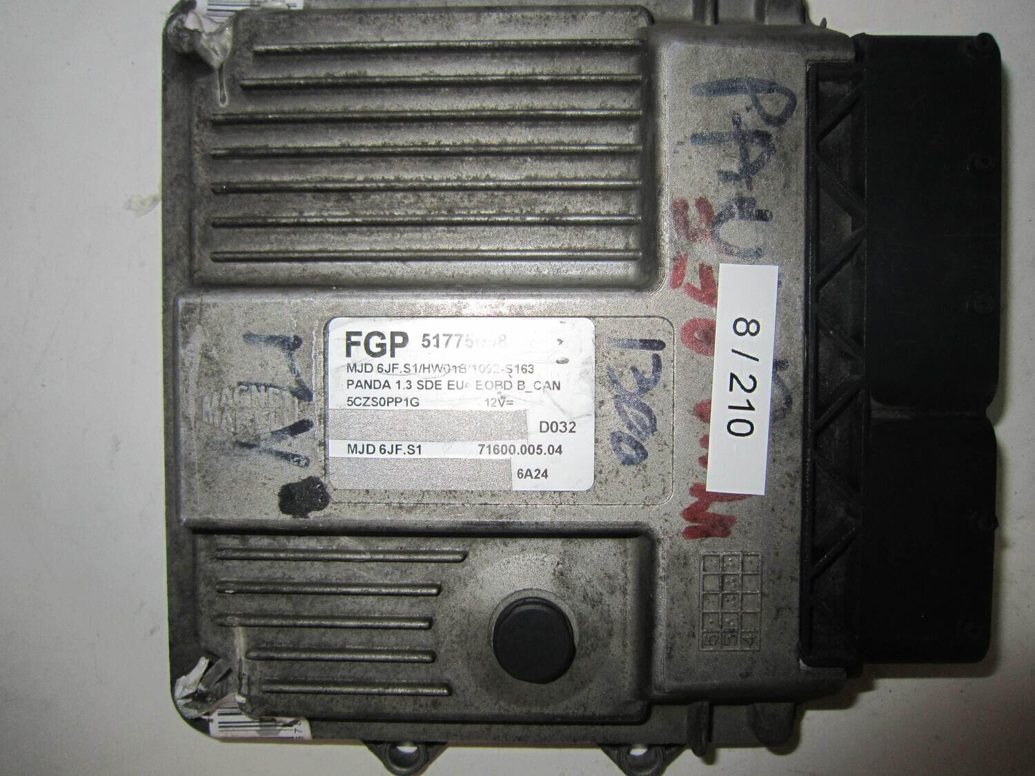 8-210 Centralina Motore Magneti Marelli  51775008 71600.005.04 7160000504 MJD 6JF.S1 MJD6JFS1 5CZS0PP1G    ALFA ROMEO / FIAT / LANCIA  PANDA 1.3 MULTIJET