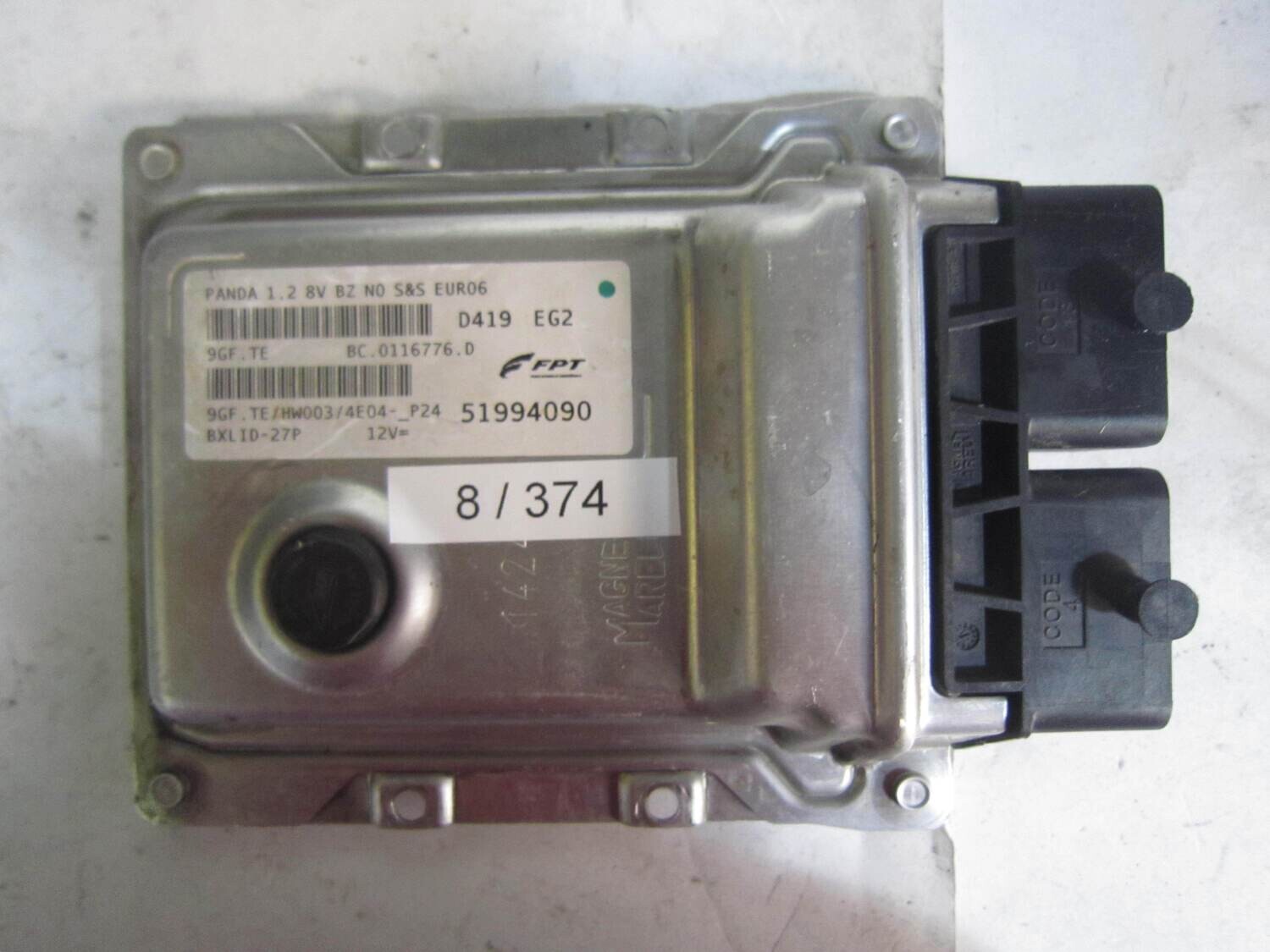 8-374 Centralina Motore Magneti Marelli 51994090 9GF.TE/HW003/4E04 9GFTEHW0034E04 BC.0116776.E ALFA ROMEO / FIAT / LANCIA Benzina PANDA 1.2