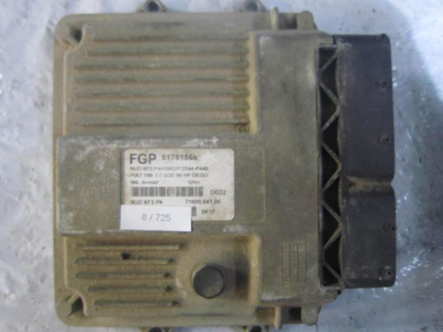 8-725 Centralina Motore Magneti Marelli 51781568   MJD 6F3.P4   71600.041.05 HW03P/2944-P448 ALFA ROMEO / FIAT / LANCIA DIESEL PUNTO