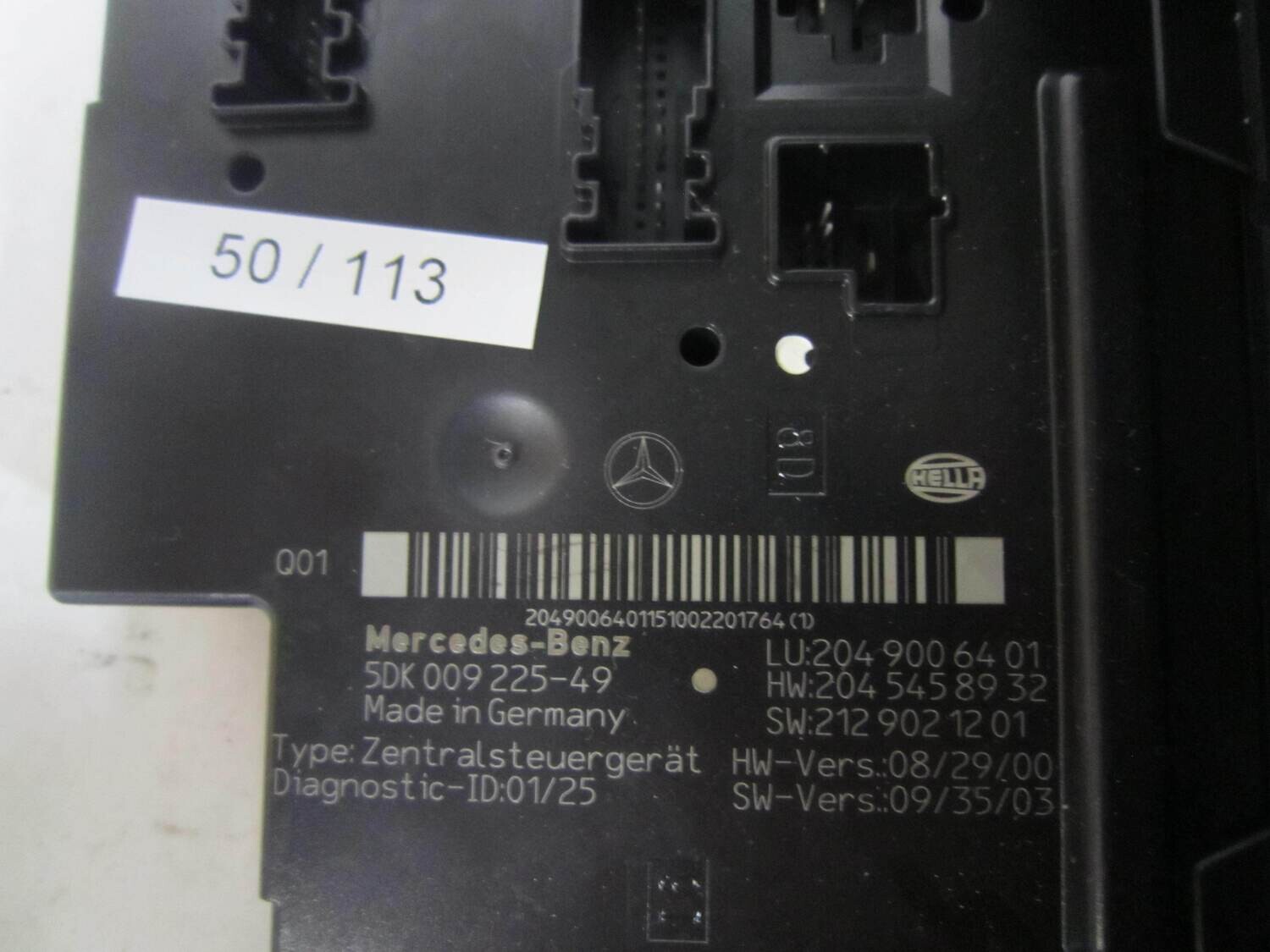 50-113 Body Computer Hella KG 5DK 009 225-49 5DK00922549 204 545 89 32 2045458932 Mercedes CLASSE  C