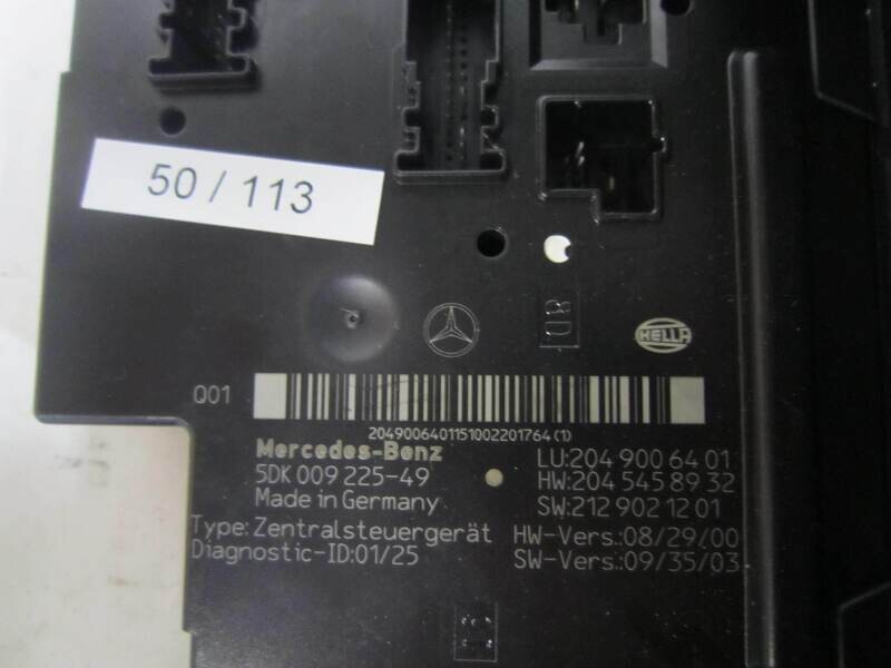 50-113 Body Computer Hella KG 5DK 009 225-49 5DK00922549 204 545 89 32 2045458932 Mercedes CLASSE  C
