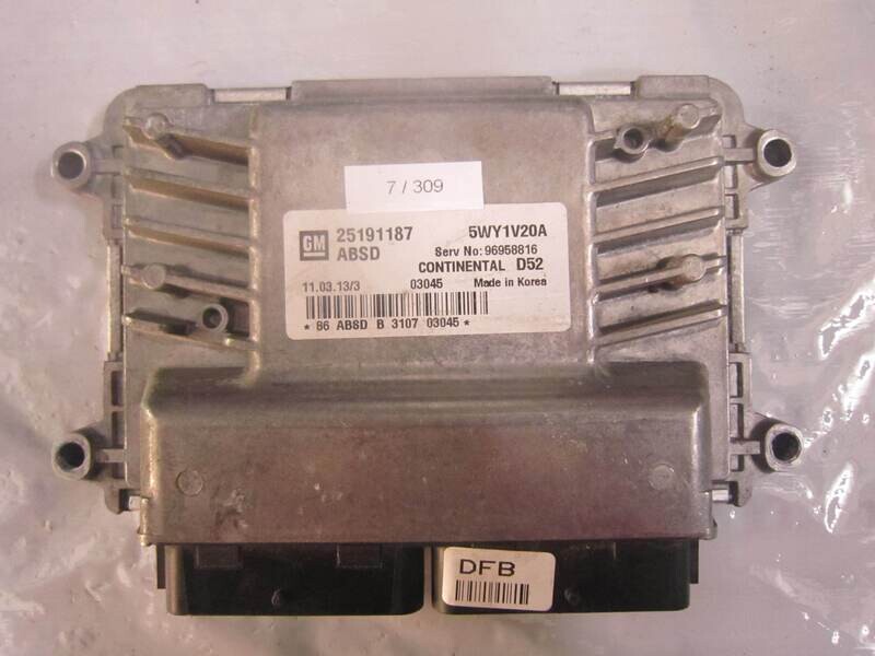 7-309 Centralina Motore Continental 25191187   5WY1V20A 96958816 D52  CHEVROLET Benzina SPARK