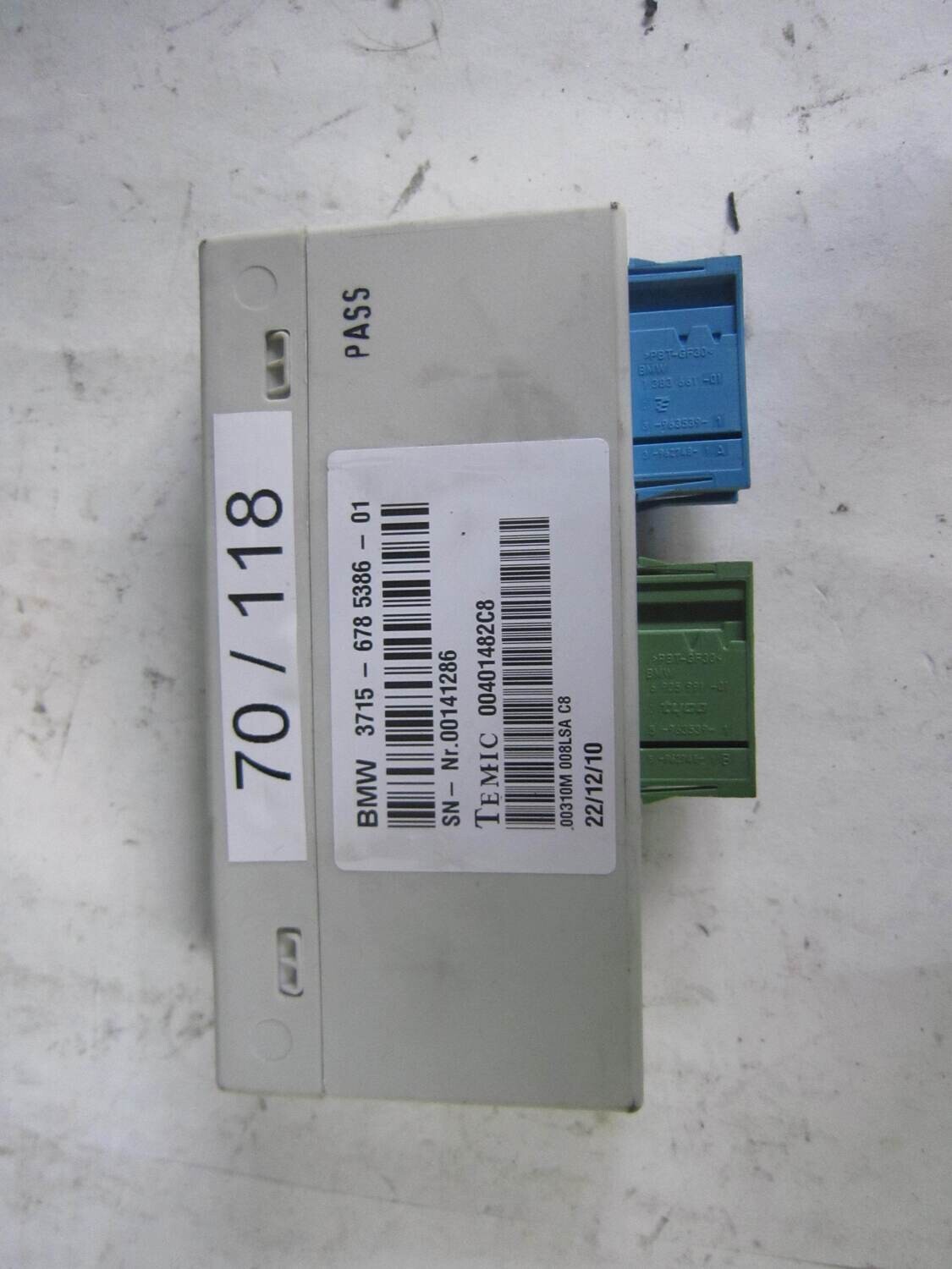 70-118 Modulo di Controllo Temic 3715-678 5386-01 3715678538601 00401482C8 BMW SERIE X X 5 X 6