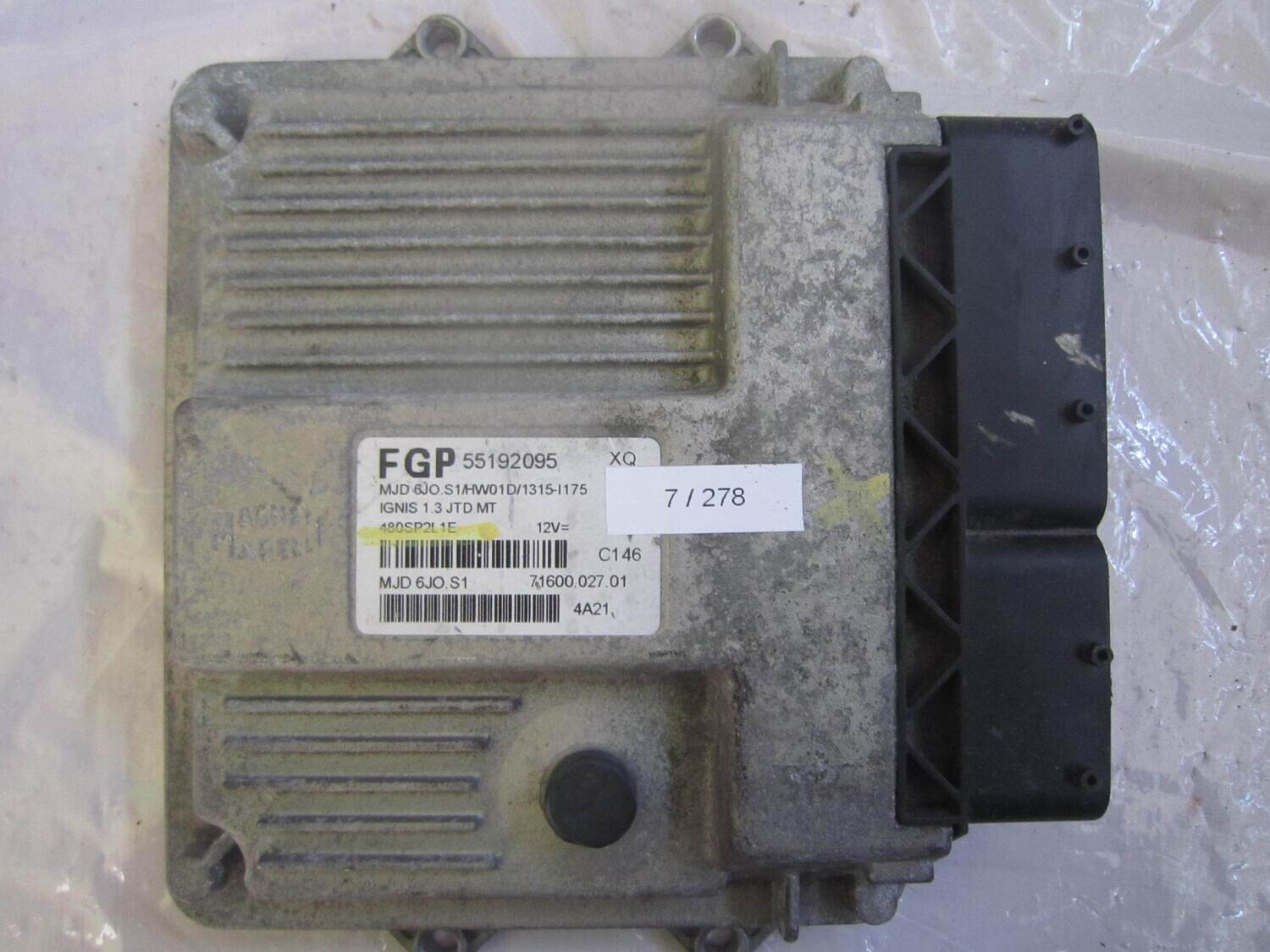 7-278 Centralina Motore Magneti Marelli 55192095 71600.027.01 7160002701 MJD 6JO.S1 HW01D/1315-I175 SUZUKI Diesel IGNIS