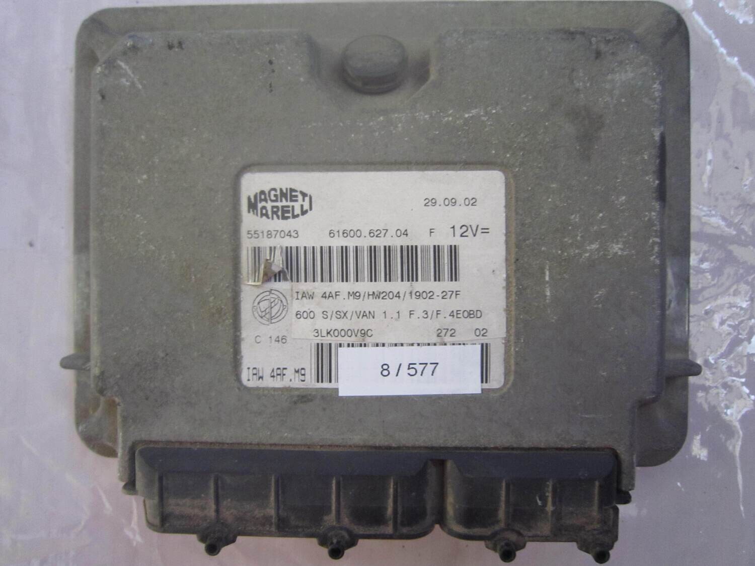 8-577 Centralina Motore Magneti Marelli 55187043 61600.627.04 6160062704 IAW 4AF.M9 ALFA ROMEO / FIAT / LANCIA Benzina 600 0.9