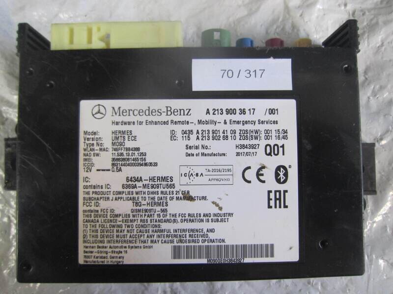 70-317 Centralina Bluetooth Mercedes Benz A 213 900 36 17 /001 A2139003617001 A 213 901 41 09 A2139014109 A 213 902 68 10 VARIE