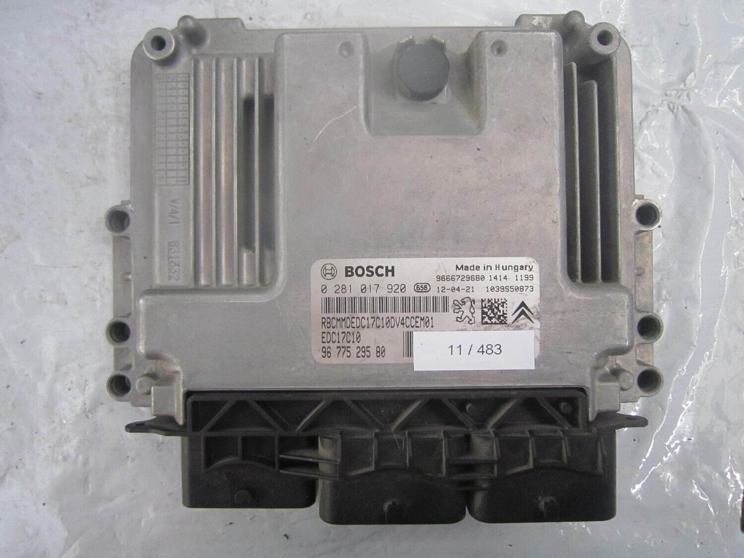 11-483 Centralina Motore Bosch 0 281 017 920 0281017920 96 775 295 80 1039S50873 EDC17C10  CITROEN / PEUGEOT Diesel 208