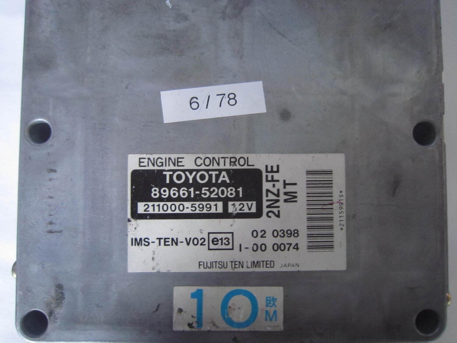 6-78 Centralina Motore Toyota 89661-52081 8966152081 211000-5991 2110005991 IMS-TEN-V02 2NZ-FE MT Benzina YARIS 1.3