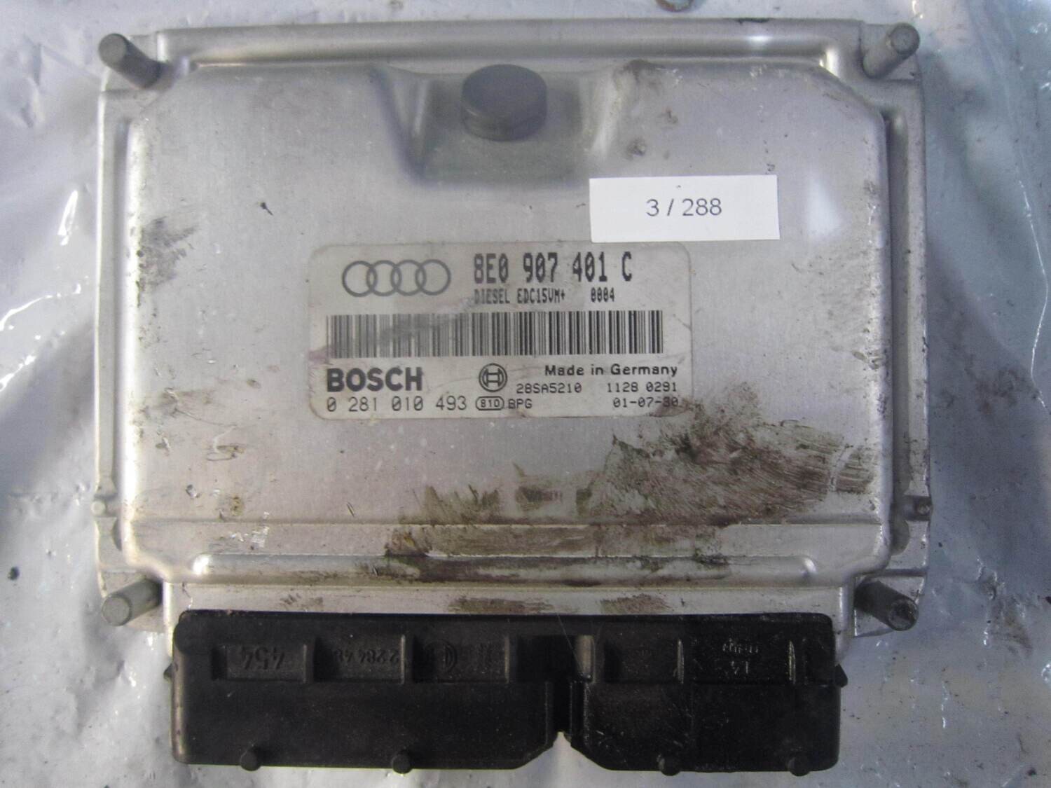 3-288 Centralina Motore Bosch 0 281 010 493 0281010493 8E0 907 401 C 28SA5210 EDC15VM  AUDI Diesel A 4