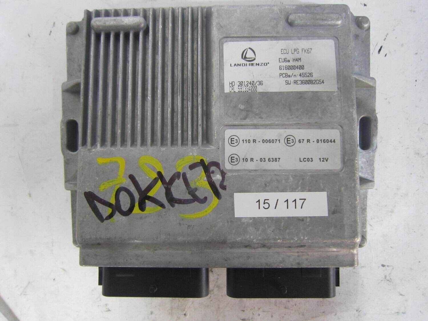 15-117 Centralina GPL Landi Renzo 616000400 ECU LPG FK67 ECULPGFK67 HD:301240/36 SW:RE360082G54 DACIA Benzina/GPL DOKKER 1.5