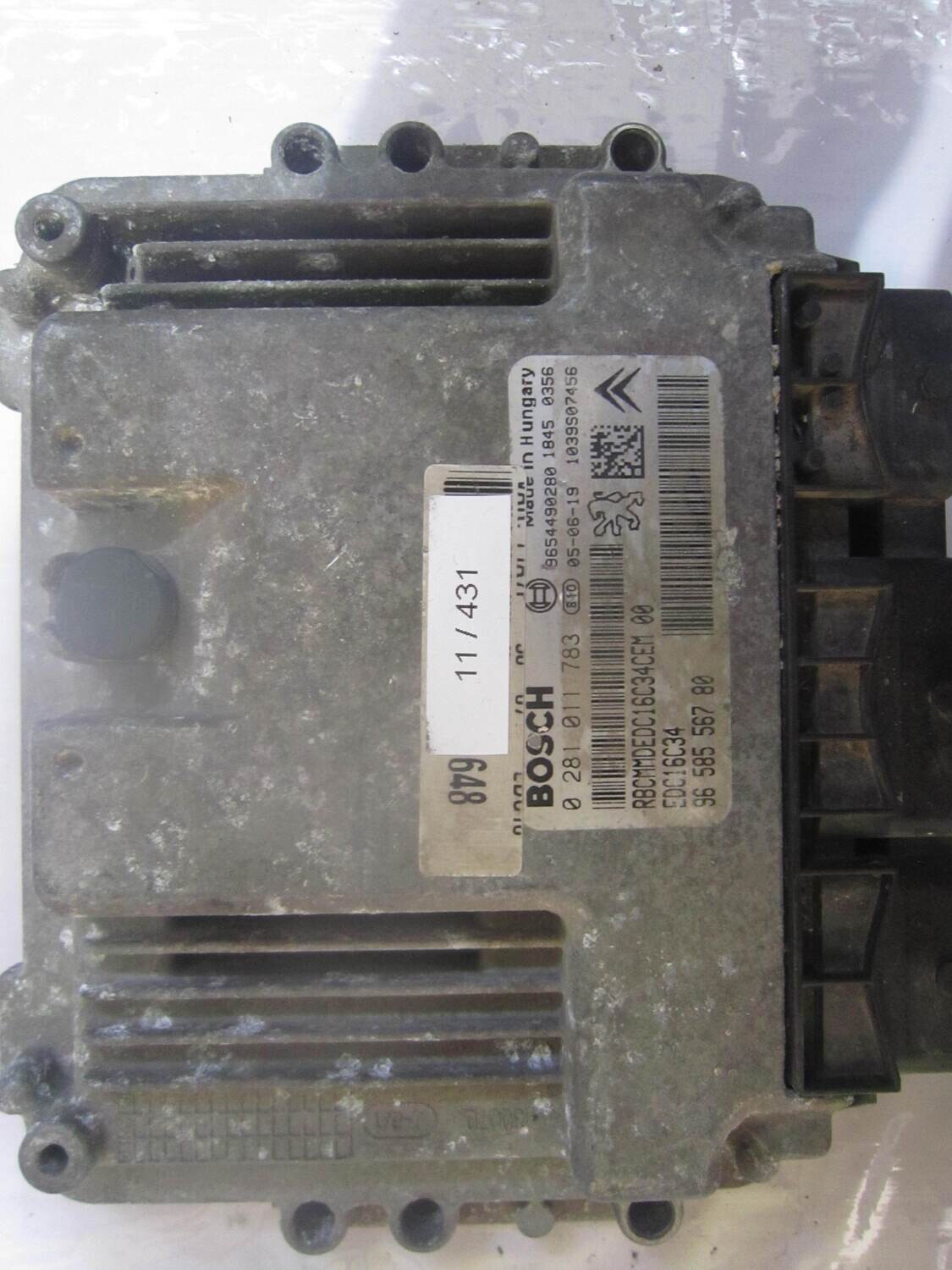 11-431 Centralina Motore Bosch 0 281 011 783 0281011783 9658556780 1039S07456 EDC16C34 CITROEN / PEUGEOT Diesel 206 2.0