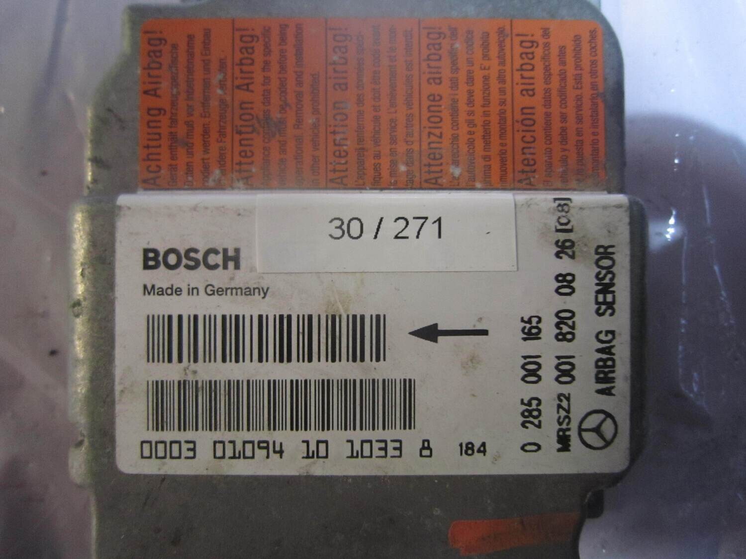 30-271 Centralina Airbag Bosch 0 285 001 165 0285001165 001 820 08 26 0018200826 Mercedes CLK