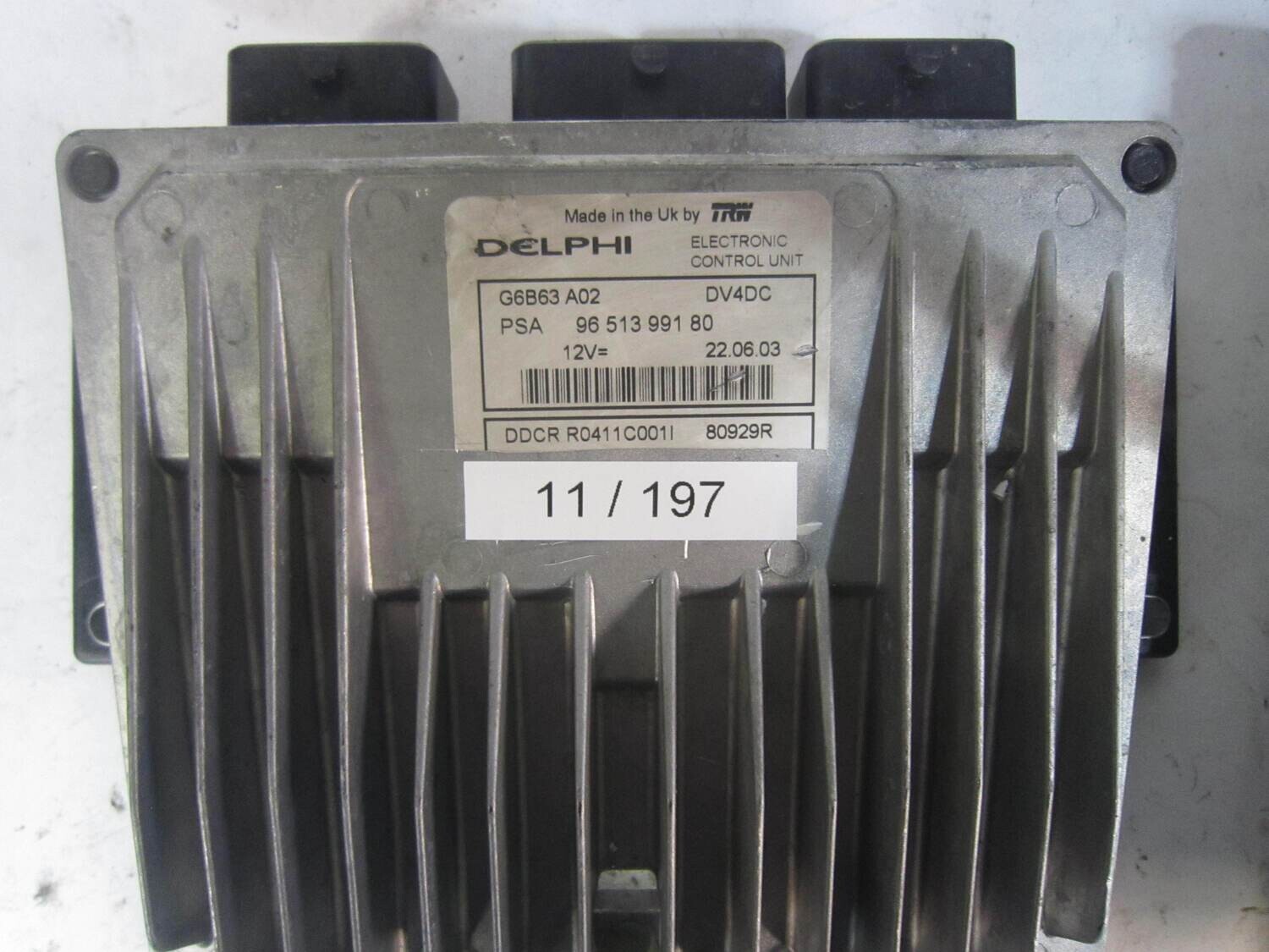 11-197 Centralina Motore Delphi 9651399180 96 513 991 80 G6B63 A02 G6B63A02 DDCR R0411C001 DDCRR0411C001 80929R    CITROEN / PEUGEOT  VARIE