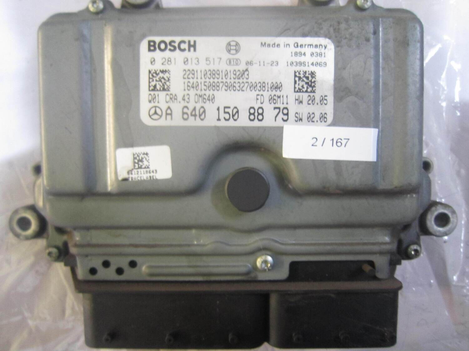 2-167 Centralina Motore Bosch 0 281 013 517 0281013517 A 640 150 88 79 A6401508879 1039S14069 HW 20.05   SW 02.06 CRA.43 Mercedes Diesel CLASSE A A 180 B 180 1.5