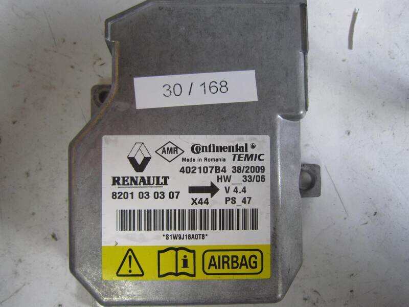 30-168 Centralina Airbag Continental 8201 03 03 07 8201030307 402107B4 HW 33/06 V 4.4 RENAULT Diesel TWINGO 1.5