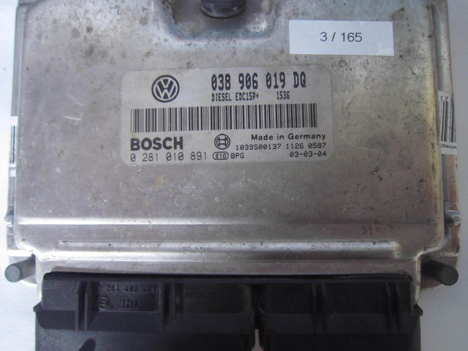 3-165 Centralina Motore Bosch 0 281 010 891 0281010891 038 906 019 DQ 038906019DQ 1039S00137 EDC15P SEAT Diesel IBIZA 1.4