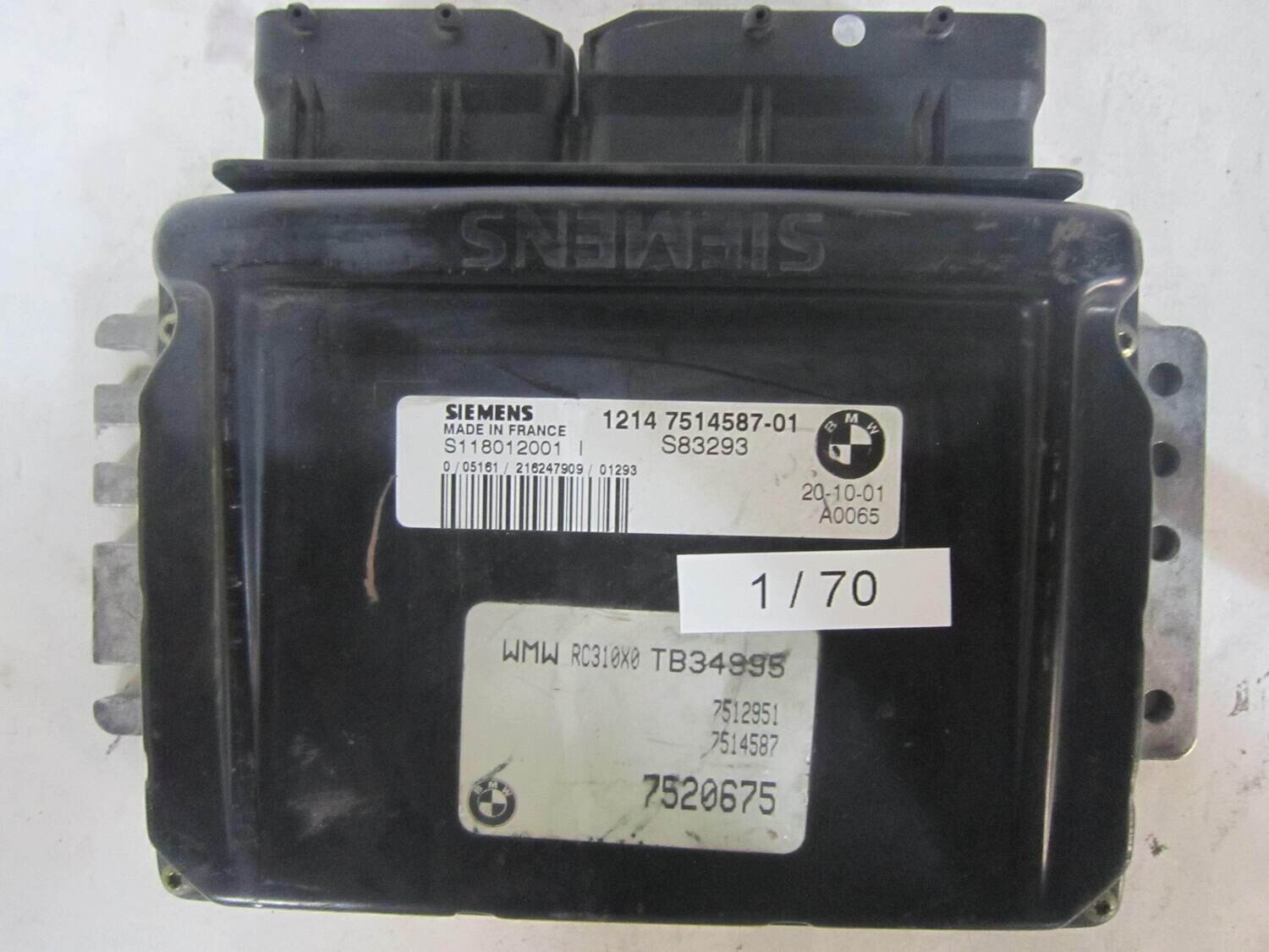 1-70 Centralina Motore Siemens S118012001 I S118012001I 7 530 675 7530675 S83293 1214 7514587-01 MINI Benzina COOPER 1.6