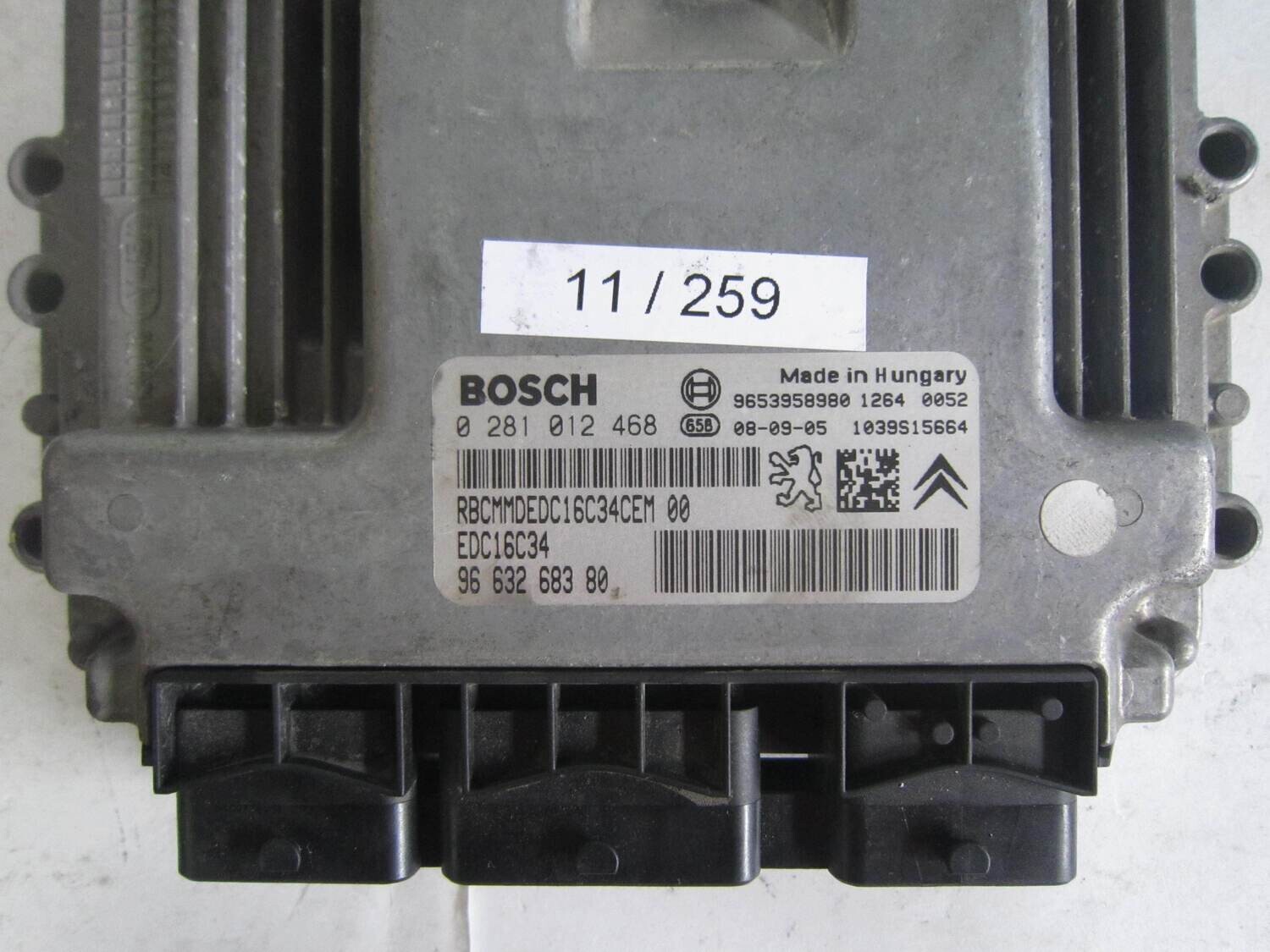 11-259 Centralina Motore Bosch 0 281 012 468 0281012468 96 561 616 80 9656161680 1039S09386 EDC16C34 CITROEN / PEUGEOT Diesel XSARA 1.6