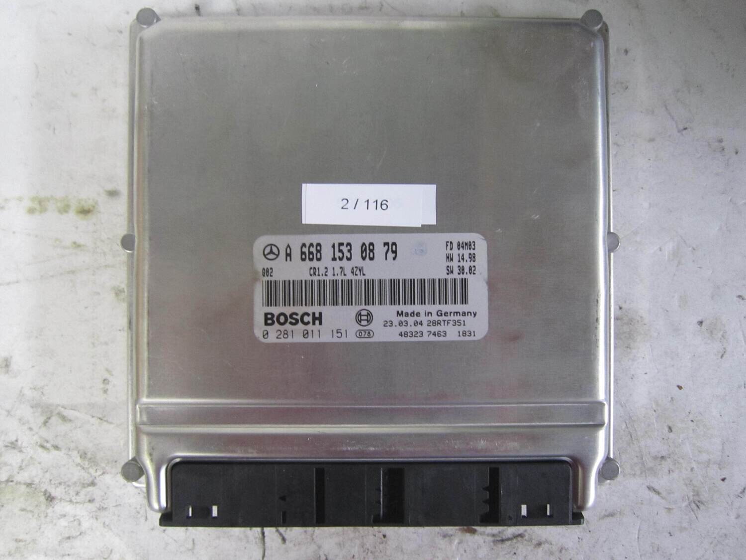 2-116 Centralina Motore Bosch 0 281 011 151 0281011151 A 668 153 08 79 A6681530879 28RTF351 CR1.2  1.7L HW 14.98   SW 30.02 MERCEDES BENZ Diesel CLASSE  A 1.7