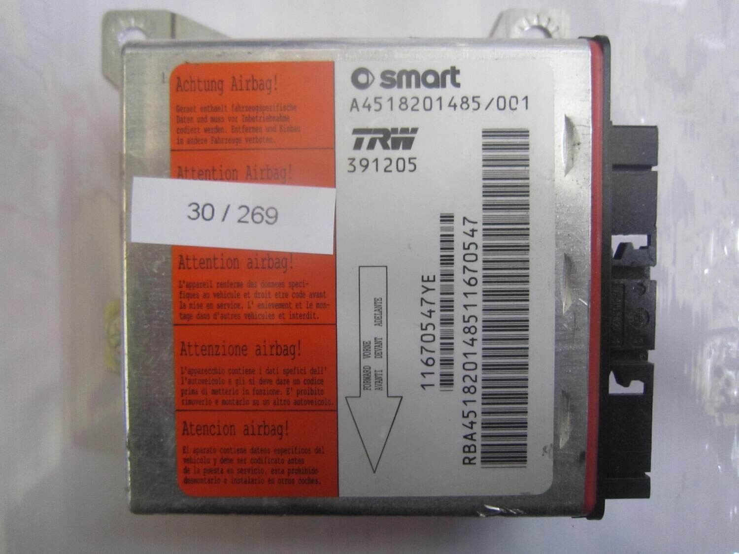 30-269 Centralina Airbag TRW A4518201485/001 A4518201485001 391205 SMART 451