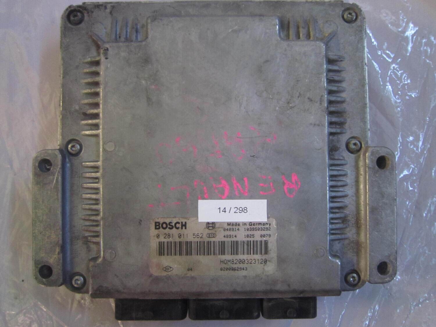 14-298 Centralina Motore Bosch 0 281 011 562 0281011562 HOM 8200323120 HOM8200323120 1039S03292 8200362943 RENAULT Diesel KANGOO 1.9