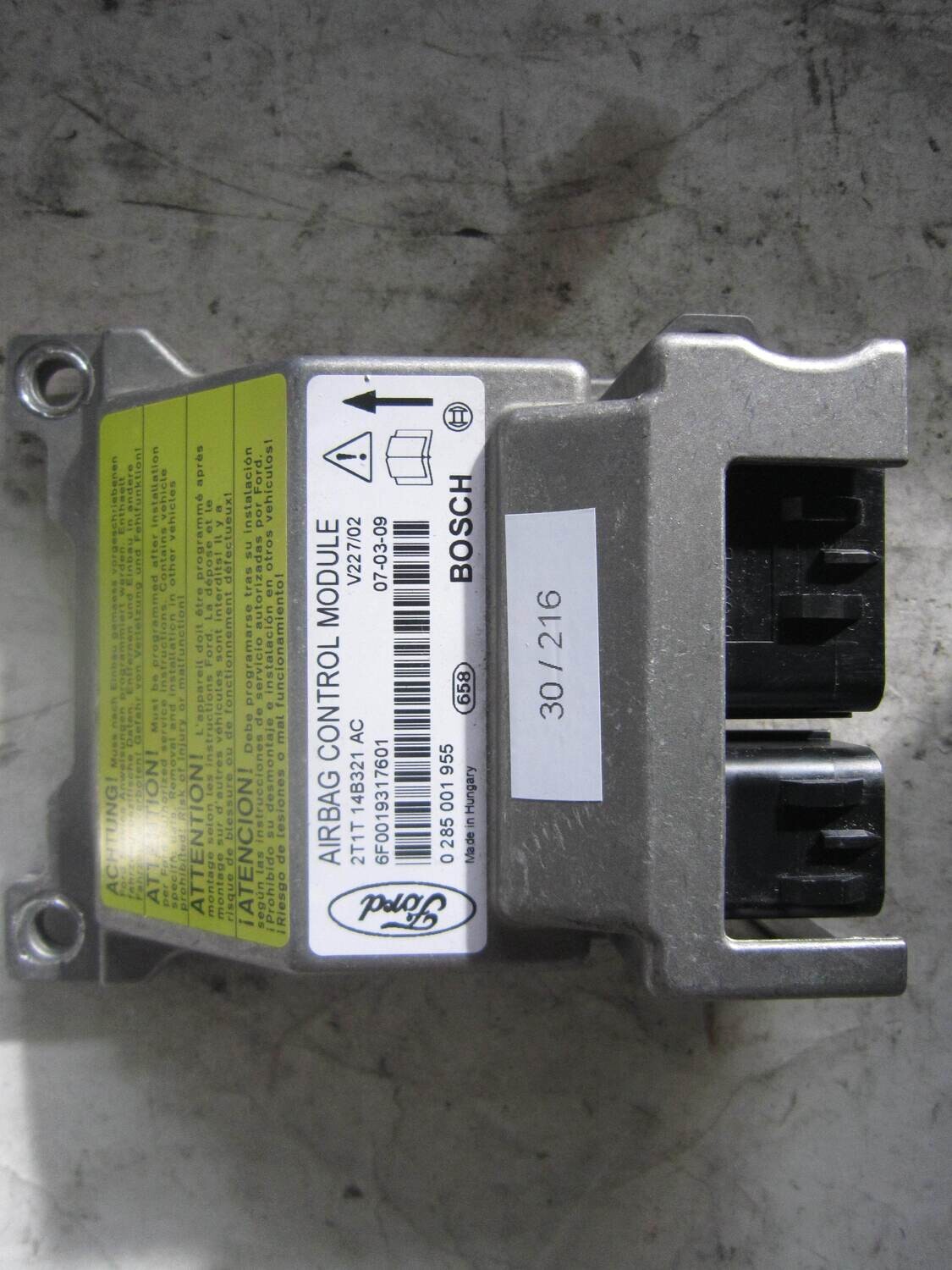 30-216 Centralina Airbag Bosch 0 285 001 955 0285001955 2T1T 14B321 AC 2T1T14B321AC V227/02 FORD TRANSIT