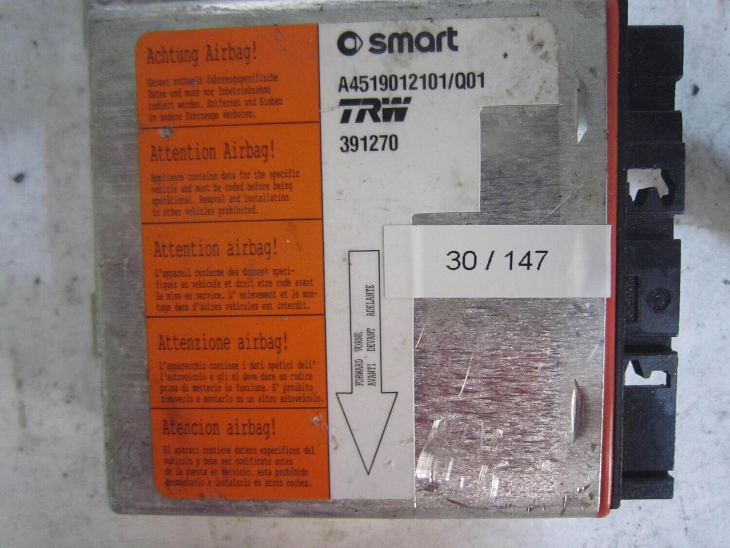 30-147 Centralina Airbag TRW A4519012101/Q01 A4519012101Q01 391270 SMART Generica 451