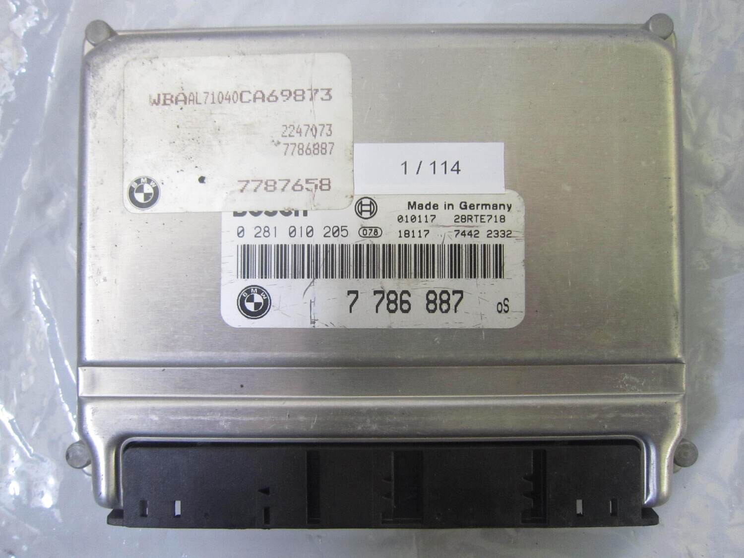 1-114 Centralina Motore Bosch 0 281 010 205 0281010205 7 786 887 7786887 28RTE718 BMW Diesel SERIE 3 320 2.0
