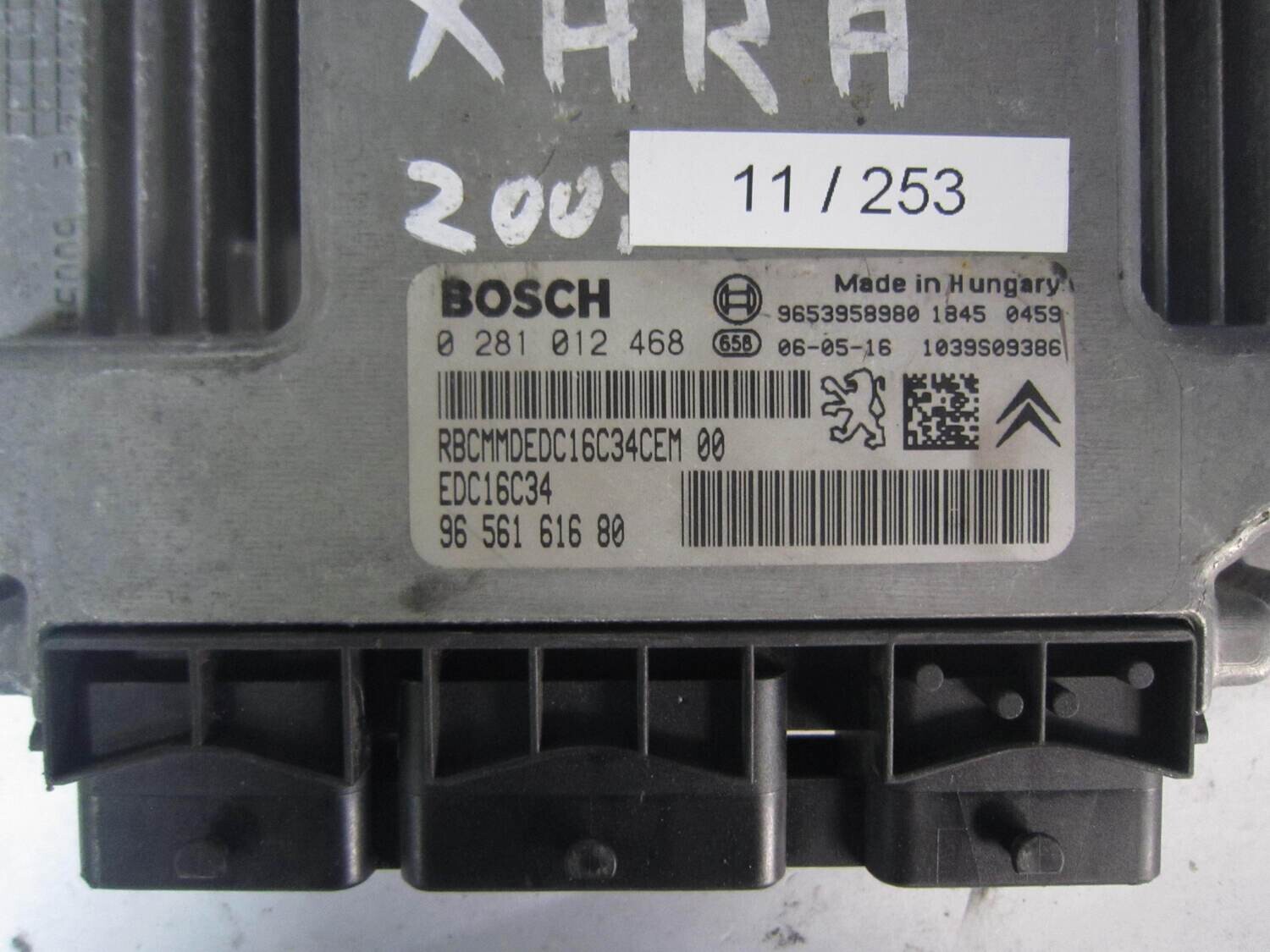 11-253 Centralina Motore Bosch 0 281 012 468 0281012468 96 561 616 80 9656161680 1039S09386 EDC16C34 CITROEN / PEUGEOT Diesel XSARA 1.6
