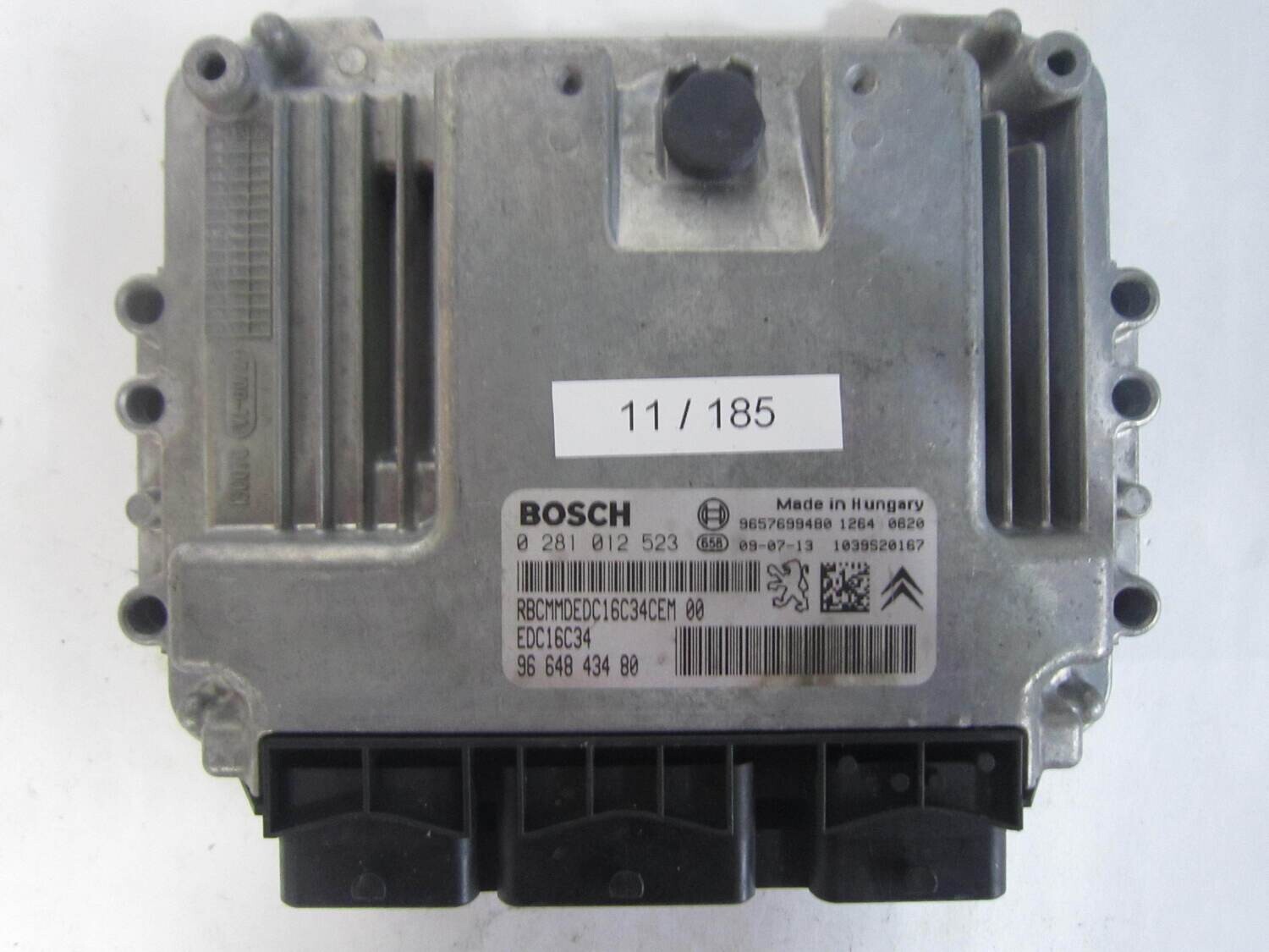 11-185 Centralina Motore Bosch 0281012523 0 281 012 523 96 648 434 80 9664843480 1039S20167  EDC16C34    CITROEN / PEUGEOT  207 HDI 1.4