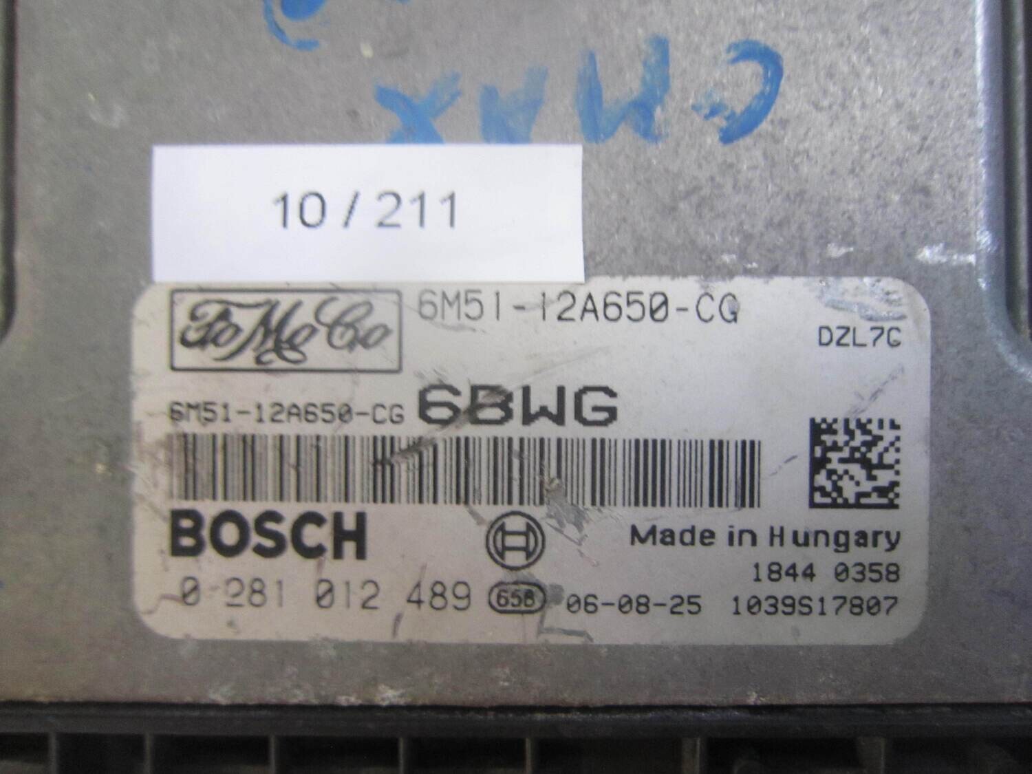 10-211 Centralina Motore Bosch 0 281 012 489 0281012489 6M51-12A650-CG 6M5112A650CG 1039S17807 6BWG FORD Diesel C-MAX