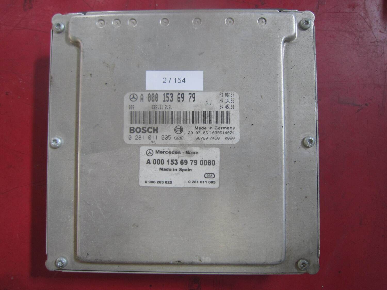 2-154 Centralina Motore Bosch 0 281 011 005 0281011005 A 000 153 69 79 A0001536979 28RTF186 CR2.11 2.2L Mercedes Diesel CLASSE C