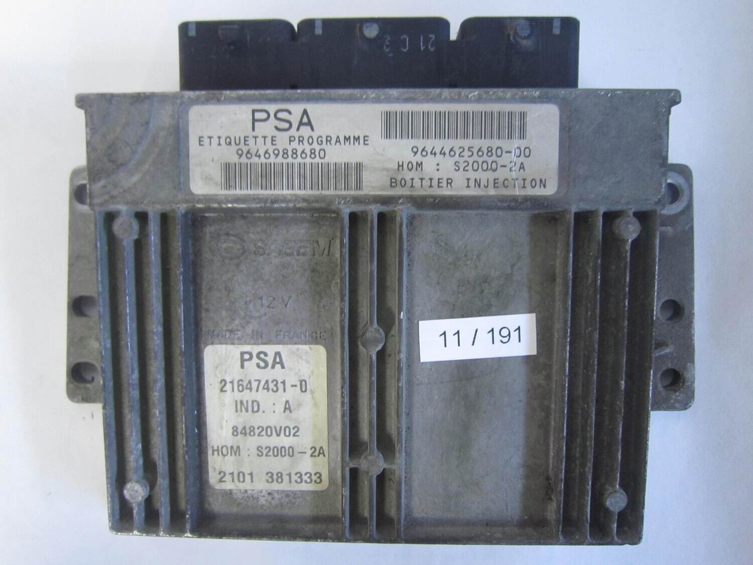 11-191 Centralina Motore Sagem 216474310 21647431-0 9646988680  9644625680-00 964462568000 84820V02  S2000-2A S20002A CITROEN / PEUGEOT  206 1.4 8V