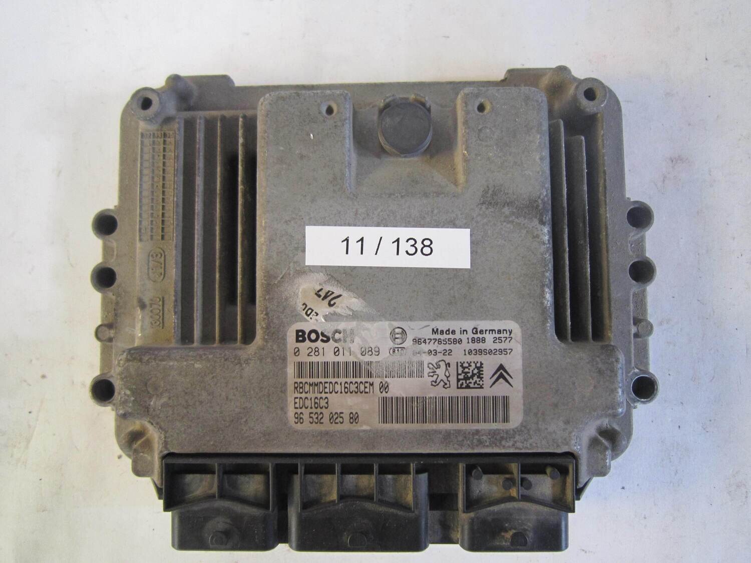 11-138 Centralina Motore Bosch 0281011089 0 281 011 089 96 532 025 80 9653202580 1039S02957  EDC16C3    CITROEN / PEUGEOT  1.4 HDI