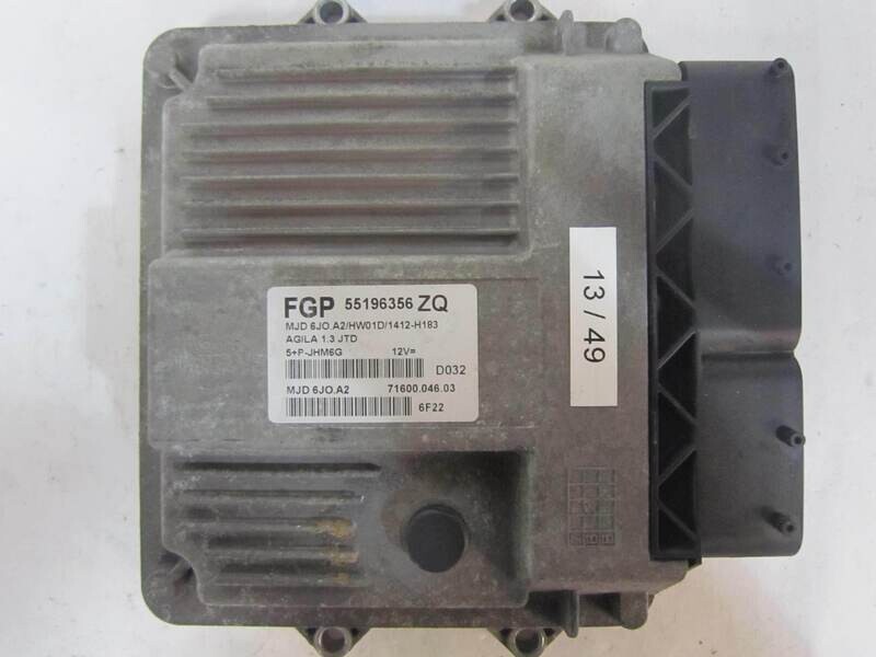 13-49 Centralina Motore Magneti Marelli  55196356 MJD 6J0.A2 MJD6J0A2 71600.046.03 7160004603     OPEL  Agila 1.3 JTD