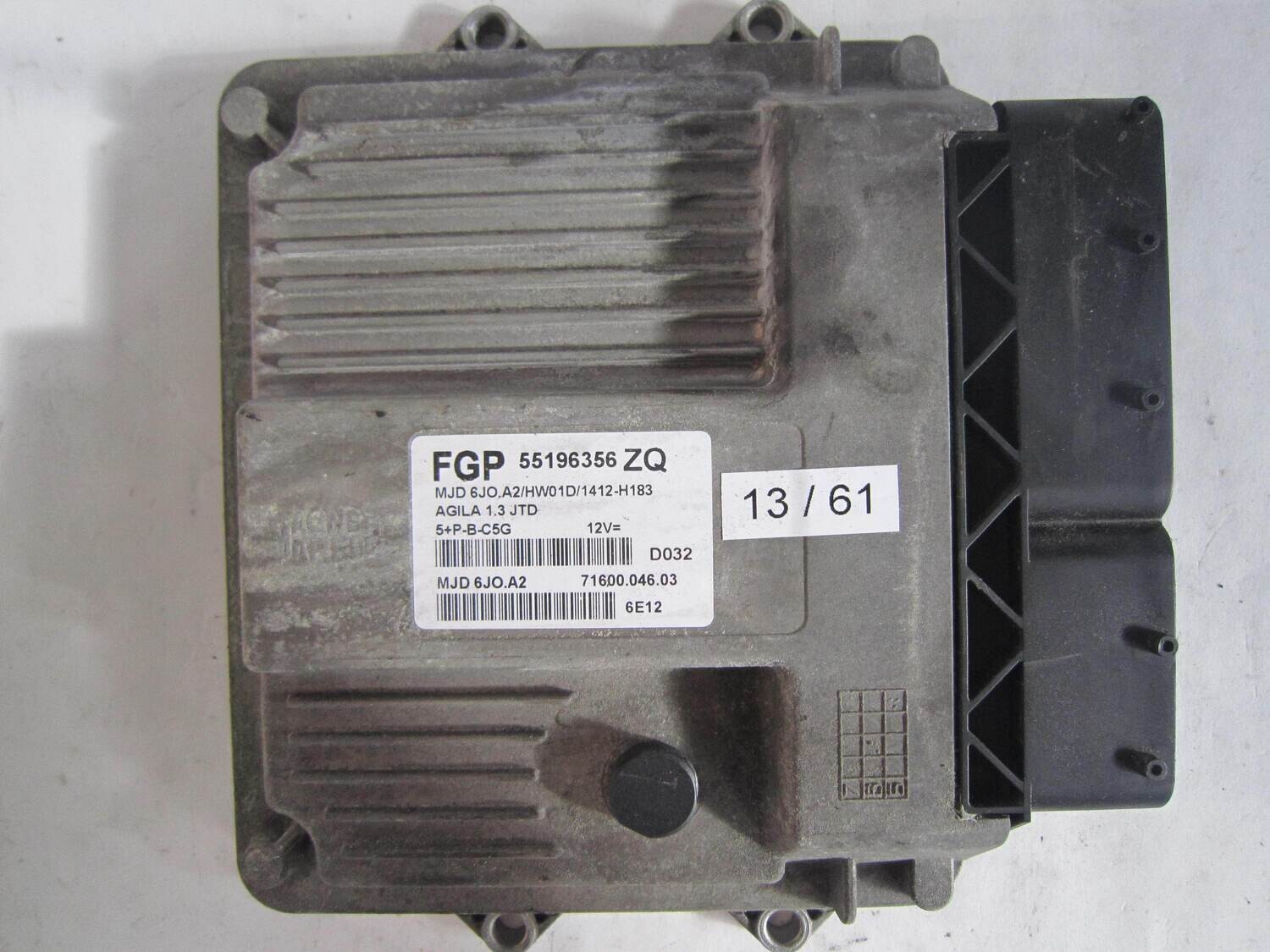 13-61 Centralina Motore Magneti Marelli  55196356 MJD 6JO.A2 MJD6JOA2 71600.046.03 7160004603     OPEL  AGILA 1.3 JTD