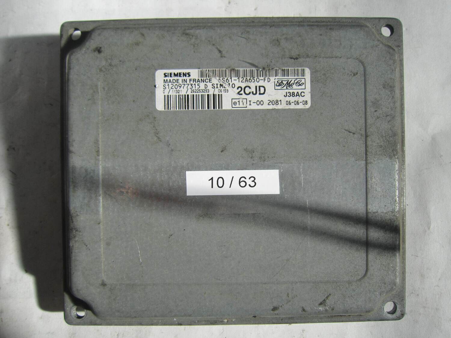 10-63 Centralina Motore Siemens S120977315D S120977315 D 6S61-12A650-FD 6S6112A650FD SIM210  2CJD J38AC 2CJDJ38AC   FORD  FIESTA