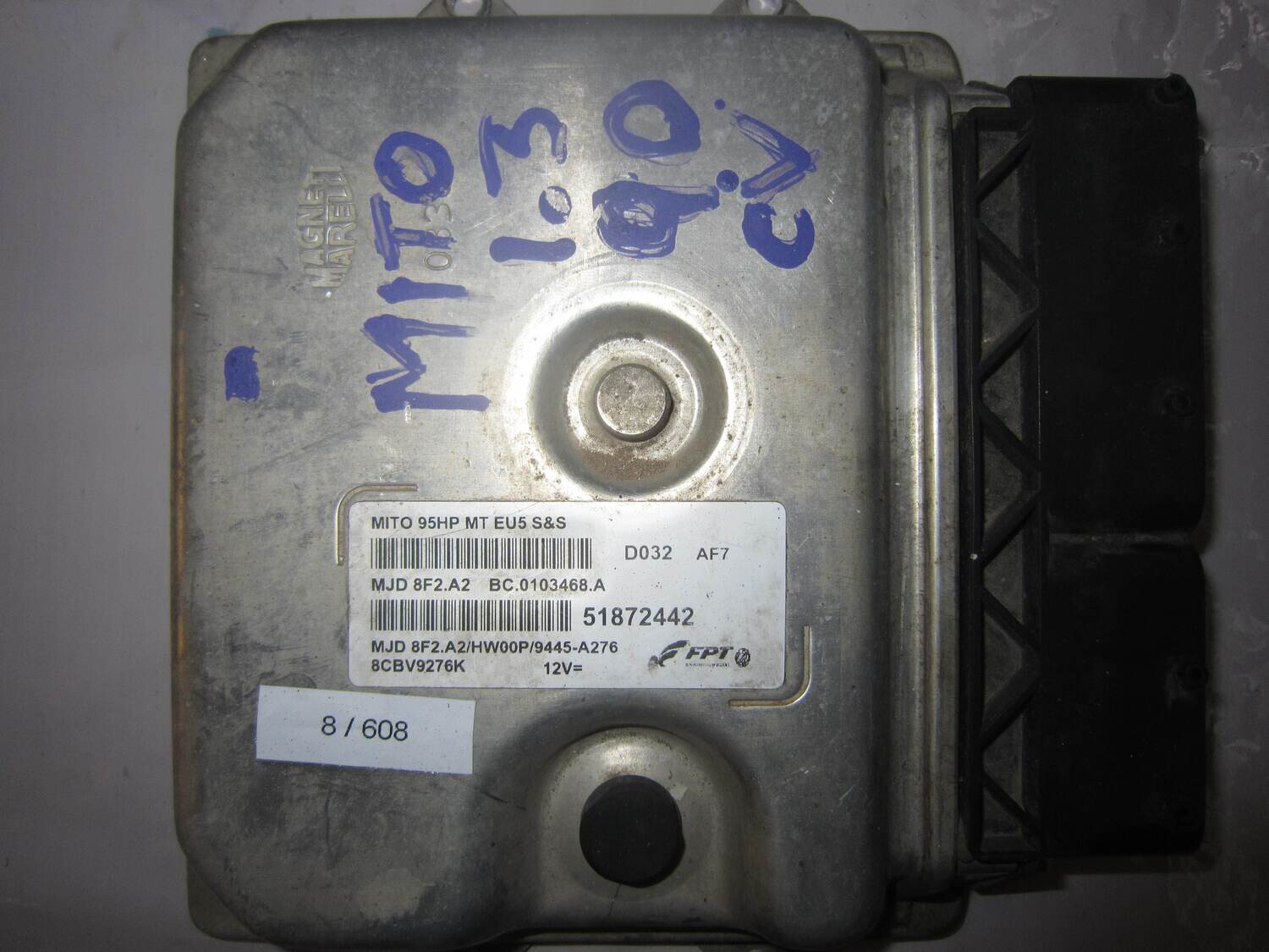 8-608 Centralina Motore Magneti Marelli 51872442 BC.0103468.A BC0103468A MJD 8F2.A2 MITO 95HP MT EU5 S&S ALFA ROMEO / FIAT / LANCIA Diesel MITO