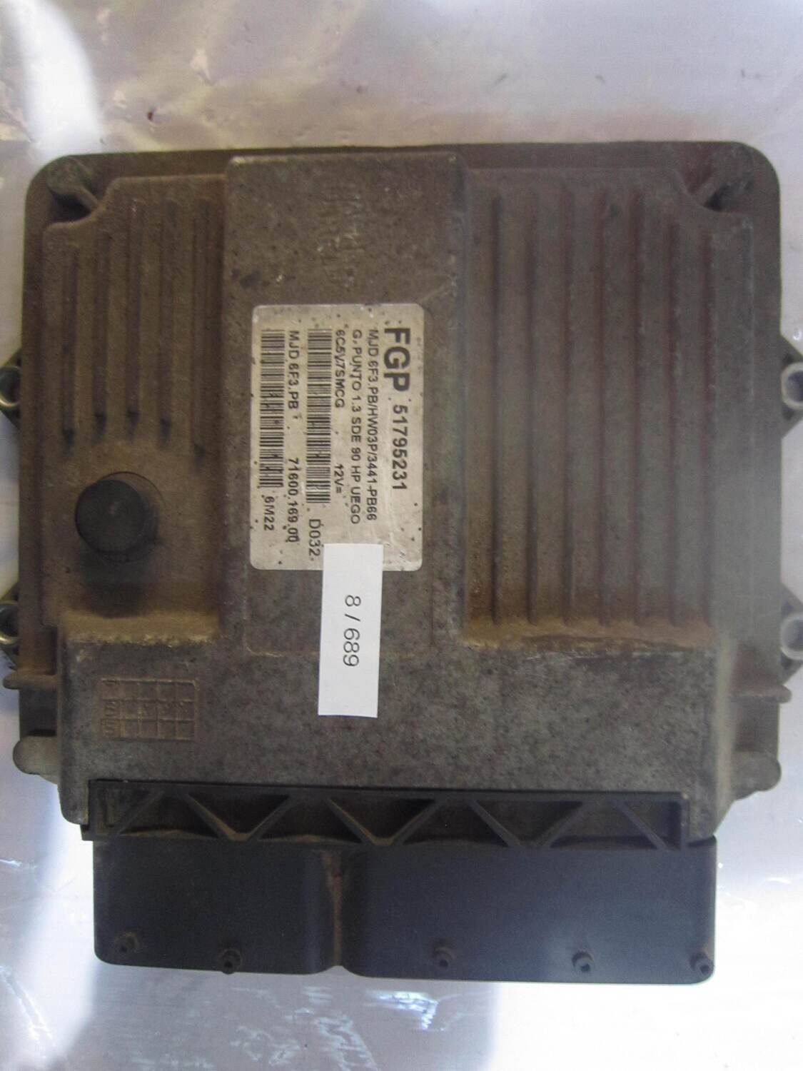 8-689 Centralina Motore Magneti Marelli 51795231 MJD 6F3.PB MJD6F3PB 71600.169.00 HW03P/3441-PB66 ALFA ROMEO / FIAT / LANCIA Diesel PUNTO 1.3