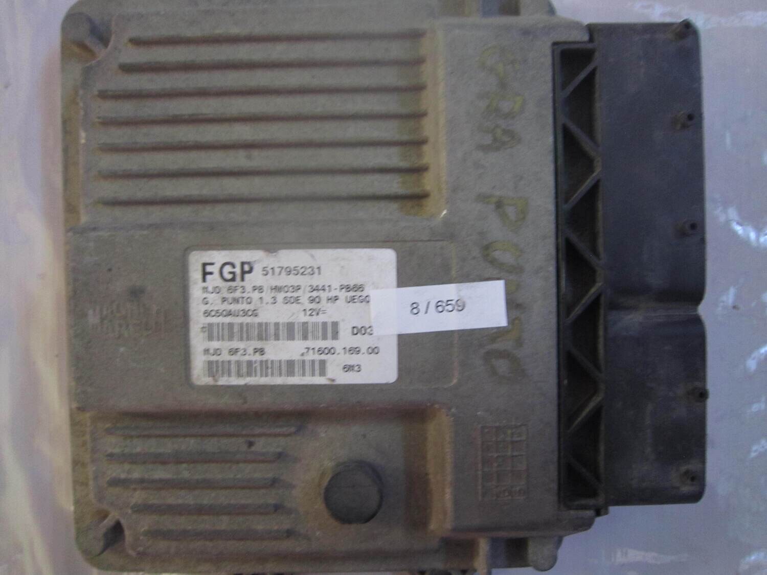 8-659 Centralina Motore Magneti Marelli 51795231 MJD 6F3.PB MJD6F3PB 71600.169.00 HW03P/3441-PB66 ALFA ROMEO / FIAT / LANCIA Diesel PUNTO 1.3