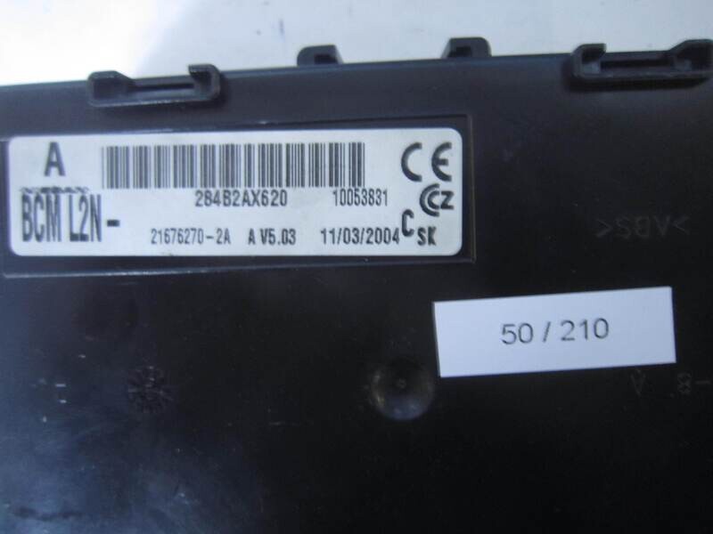 50-210 Body Computer Johnson Controls 284B2AX620 BCM L2N BCML2N 21676270-2A A V5.03 NISSAN Diesel MICRA 1.5