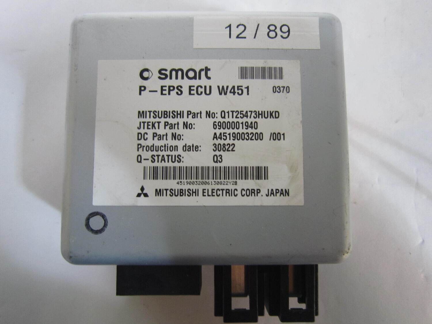 12-89 Centralina Servosterzo / Angolo Sterzata Mitsubishi P-EPS ECU W451 PEPSECUW451 6900001940 Q1T25473HUKD A4519003200 SMART FORTWO 451 1.0
