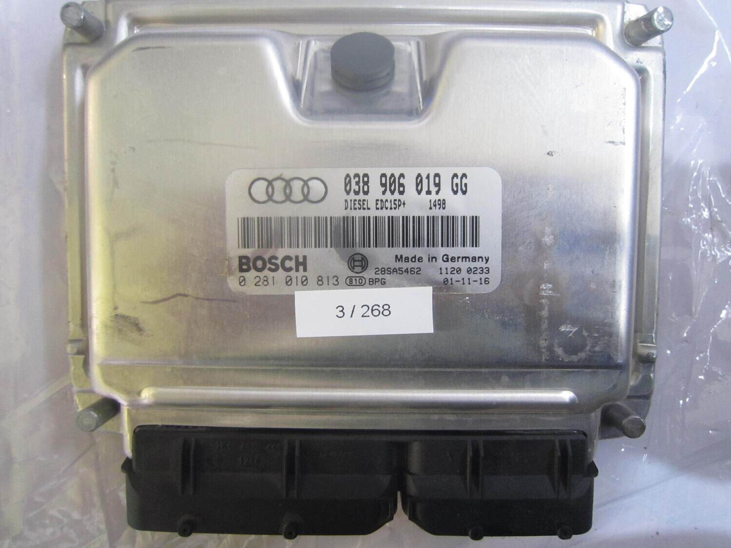 3-268 Centralina Motore Bosch 0 281 010 813 0281010813 038 906 019 GG 038906019GG 28SA5462 EDC15P+ AUDI Diesel A 4