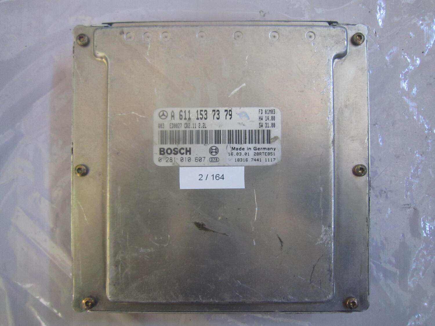 2-164 Centralina Motore Bosch 0 281 010 607 0281010607 A 611 153 73 79 A6111537379 28RTE851 CR2.11 Mercedes Diesel CLASSE C