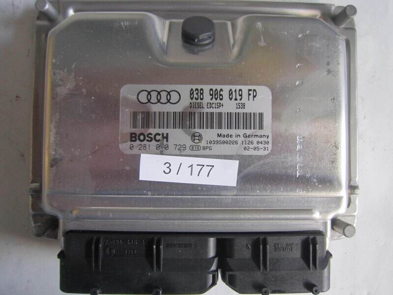 3-177 Centralina Motore Bosch 0 281 010 729 0281010729 038 906 019 FP 038906019FP 1039S00226 EDC15P AUDI Diesel A 4 1.9