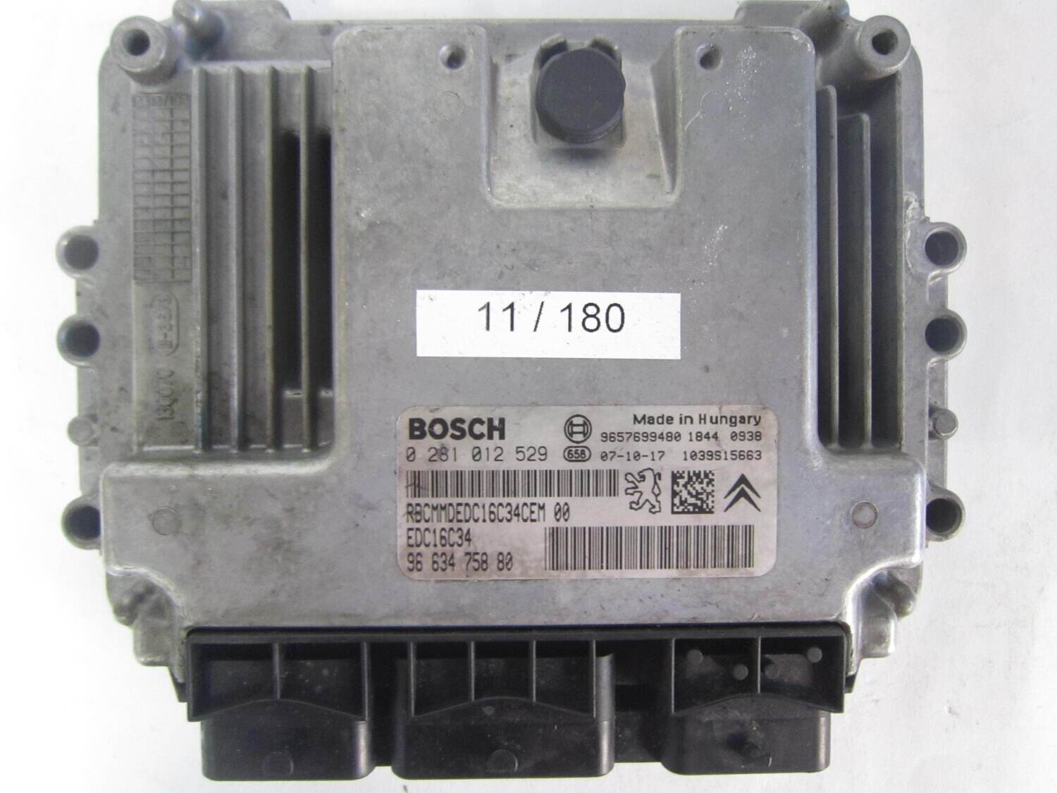 11-180 Centralina Motore Bosch 0281012529 0 281 012 529 96 634 758 80 9663475880 1039S15663  EDC16C34    CITROEN / PEUGEOT  207 1.4 HDI