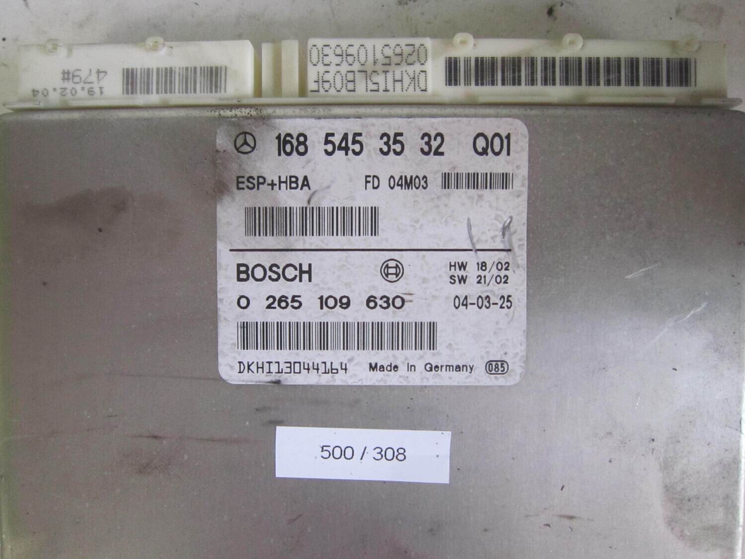 500-308 Centralina ABS ESP HBA Bosch 0 265 109 630 0265109630 168 545 35 32 Q01 1685453532Q01 MERCEDES BENZ Generica CLASSE  A