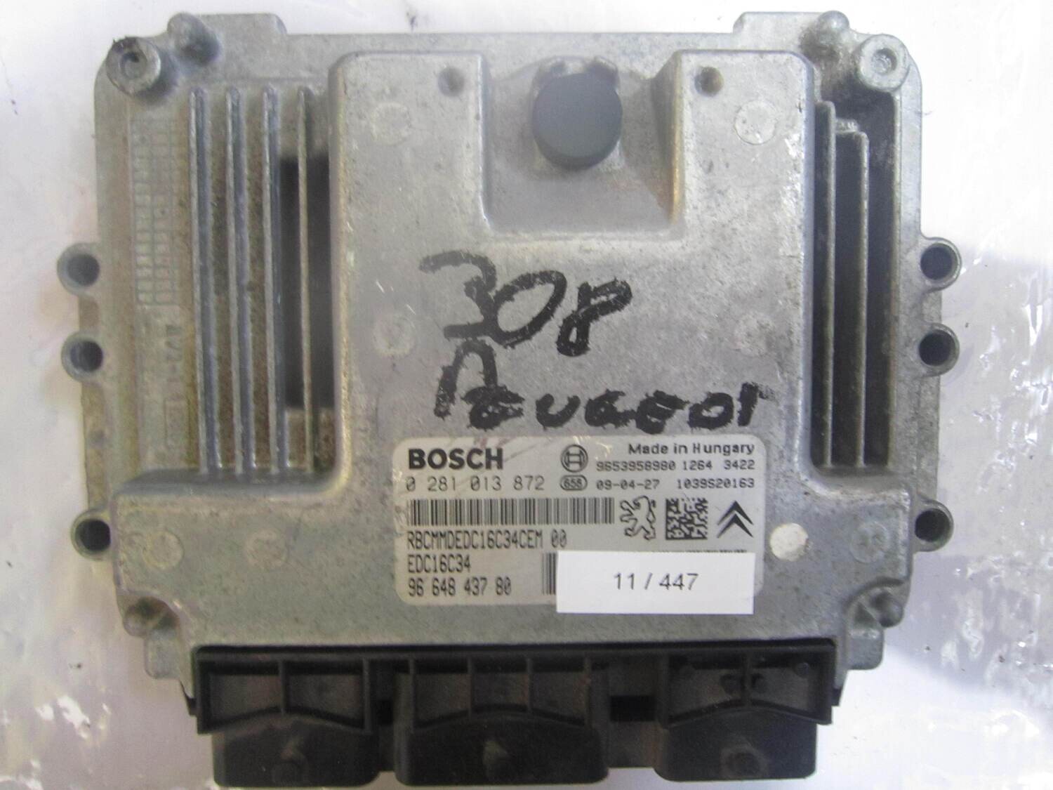 11-447 Centralina Motore Bosch 0 281 013 872 0281013872 96 648 437 80 9664843780 1039S20163 EDC16C34 CITROEN / PEUGEOT Diesel VARIE 1.6