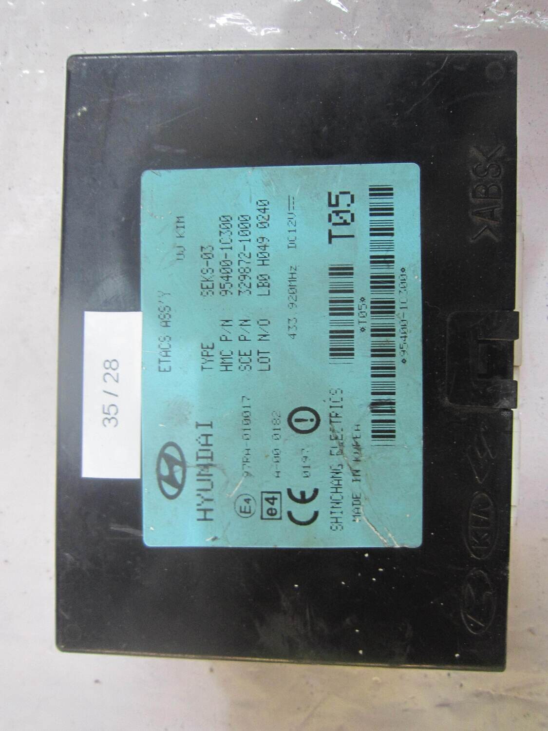 35-28 Centralina Immobilizer Hyundai 95400-1C300 954001C300 329872-1000 3298721000 ETACS ASSY GETZ